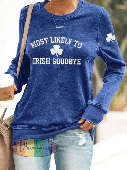 Women’s Irish Goodbye Printed Casual Sweatshirt