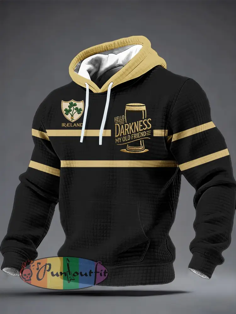 Men’s Hello Darkness My Old Friend Checkered Cotton Hoodie