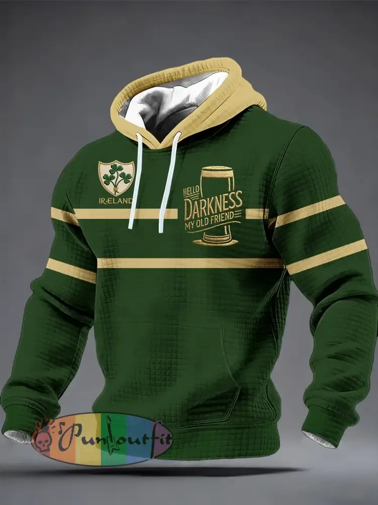 Men’s Hello Darkness My Old Friend Checkered Cotton Hoodie