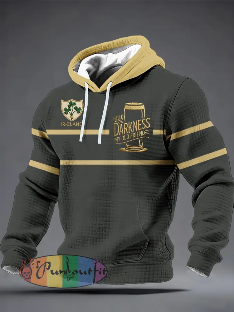 Men’s Hello Darkness My Old Friend Checkered Cotton Hoodie