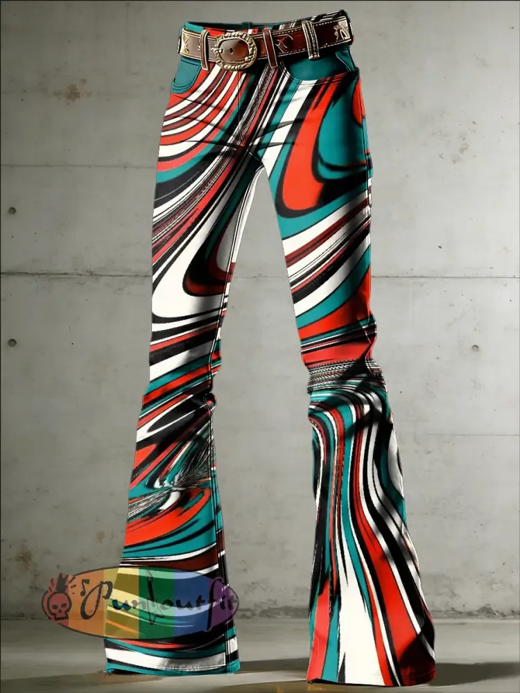 Women’s Psychedelic Art Print Flared Trousers
