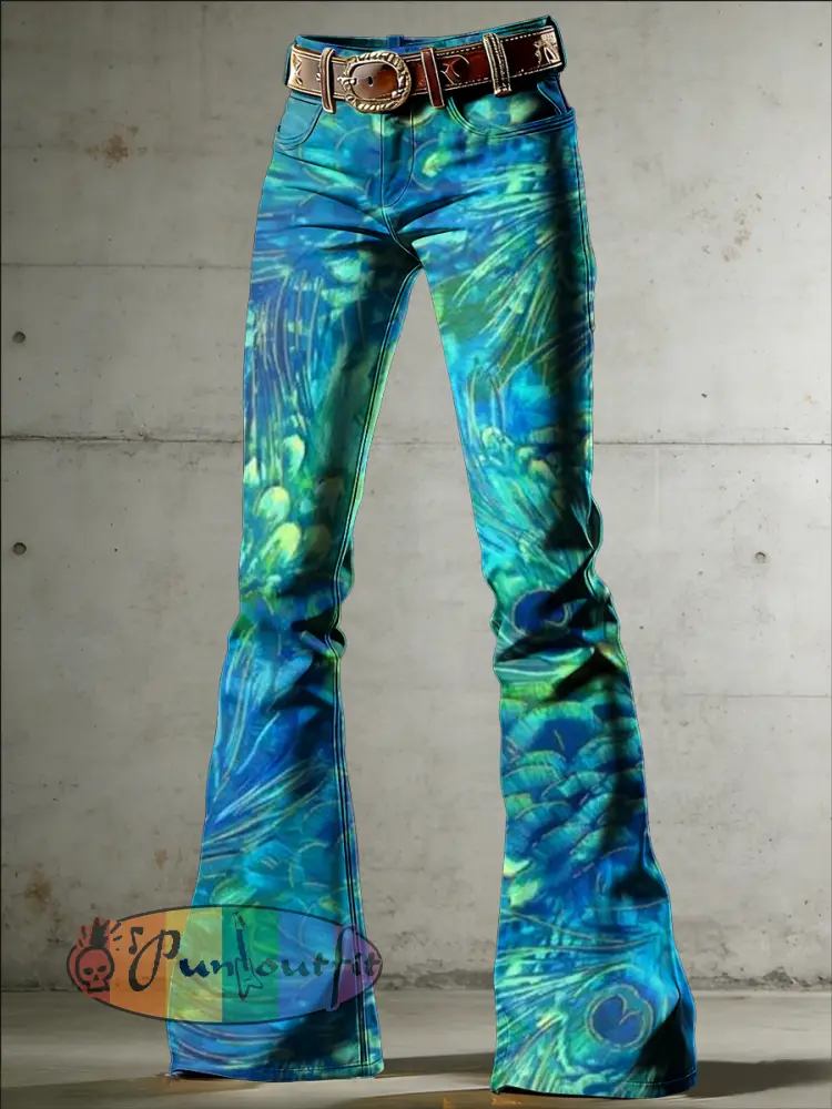 Women’s Psychedelic Art Print Flared Trousers