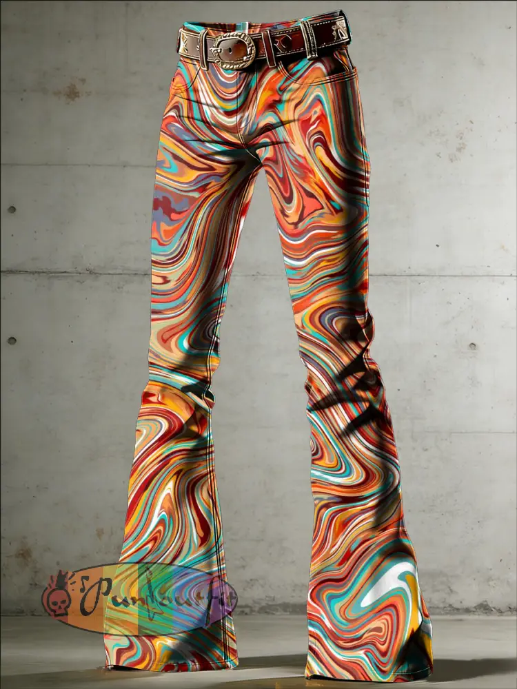 Women’s Psychedelic Art Print Flared Trousers