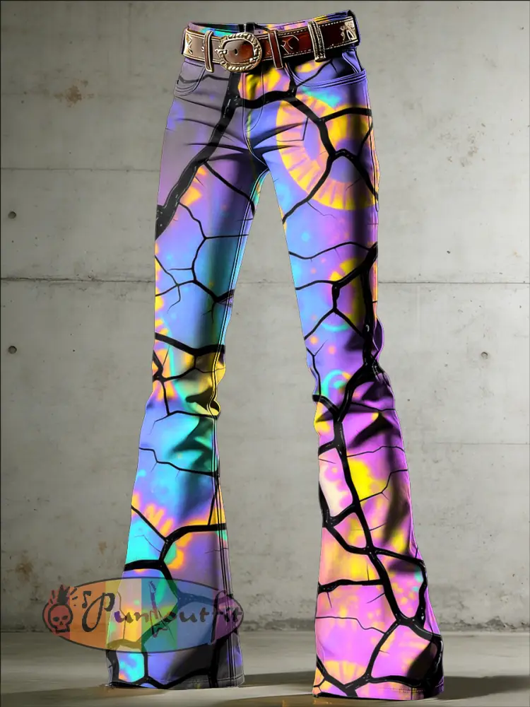 Women’s Psychedelic Art Print Flared Trousers