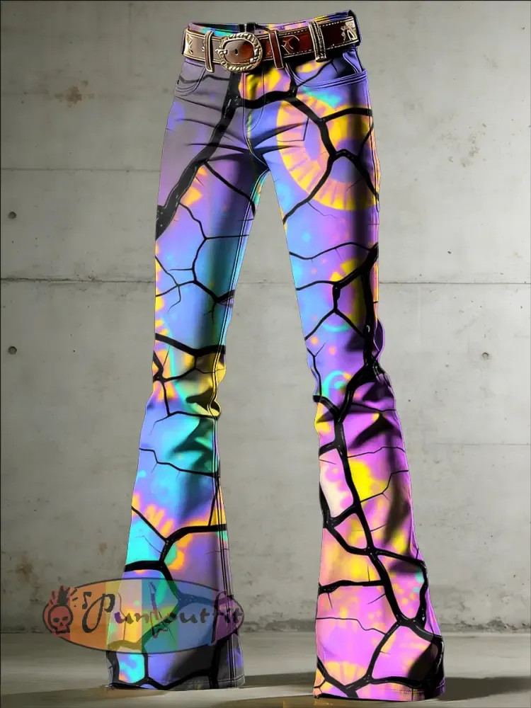 Women’s Psychedelic Art Print Flared Trousers