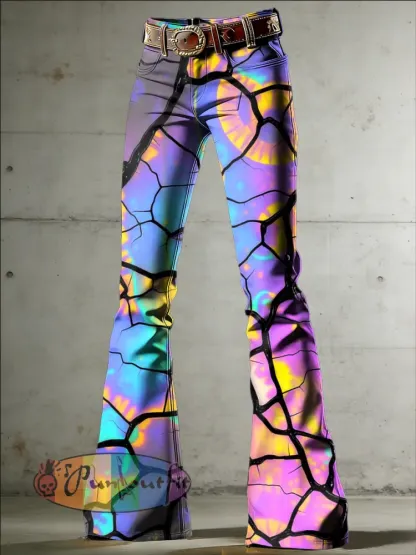Women’s Psychedelic Art Print Flared Trousers