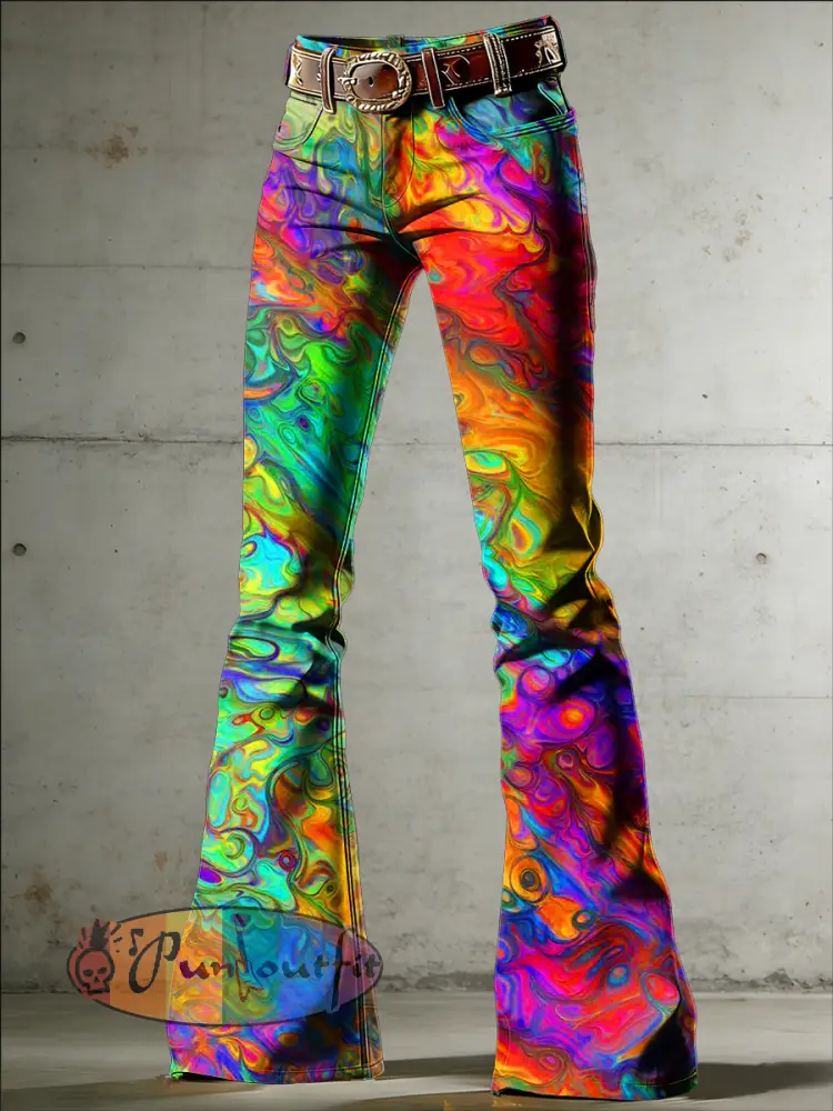 Women’s Psychedelic Art Print Flared Trousers