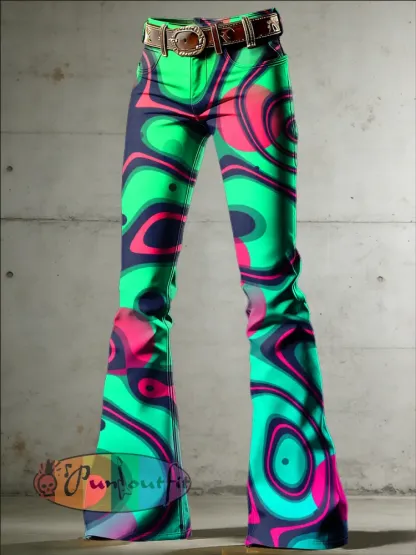 Women’s Psychedelic Art Print Flared Trousers