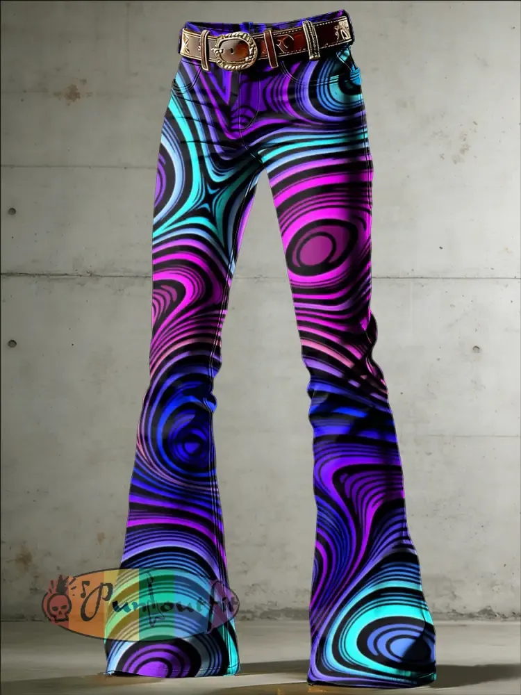 Women’s Psychedelic Art Print Flared Trousers