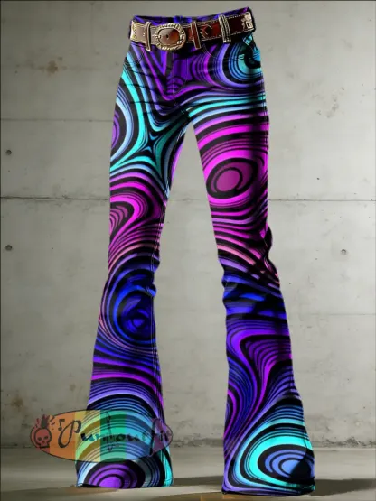 Women’s Psychedelic Art Print Flared Trousers