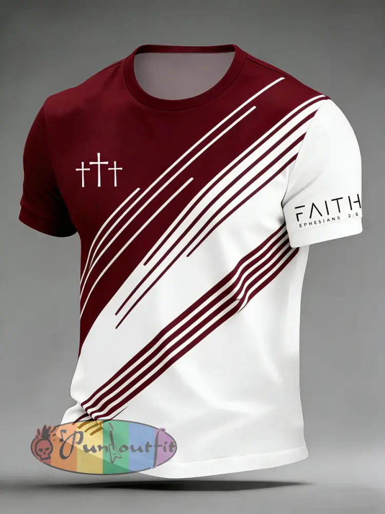 Men’s Cross Faith Geometric Print Casual Tee