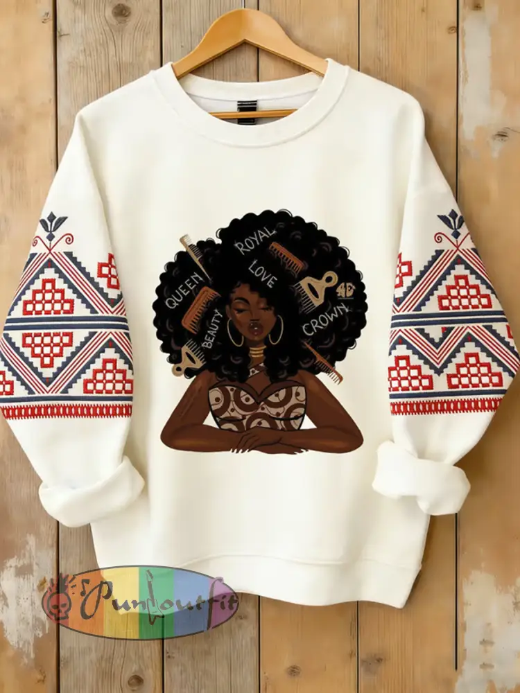 Women’s African American Inspirational Crewneck Regular Sweatshirt