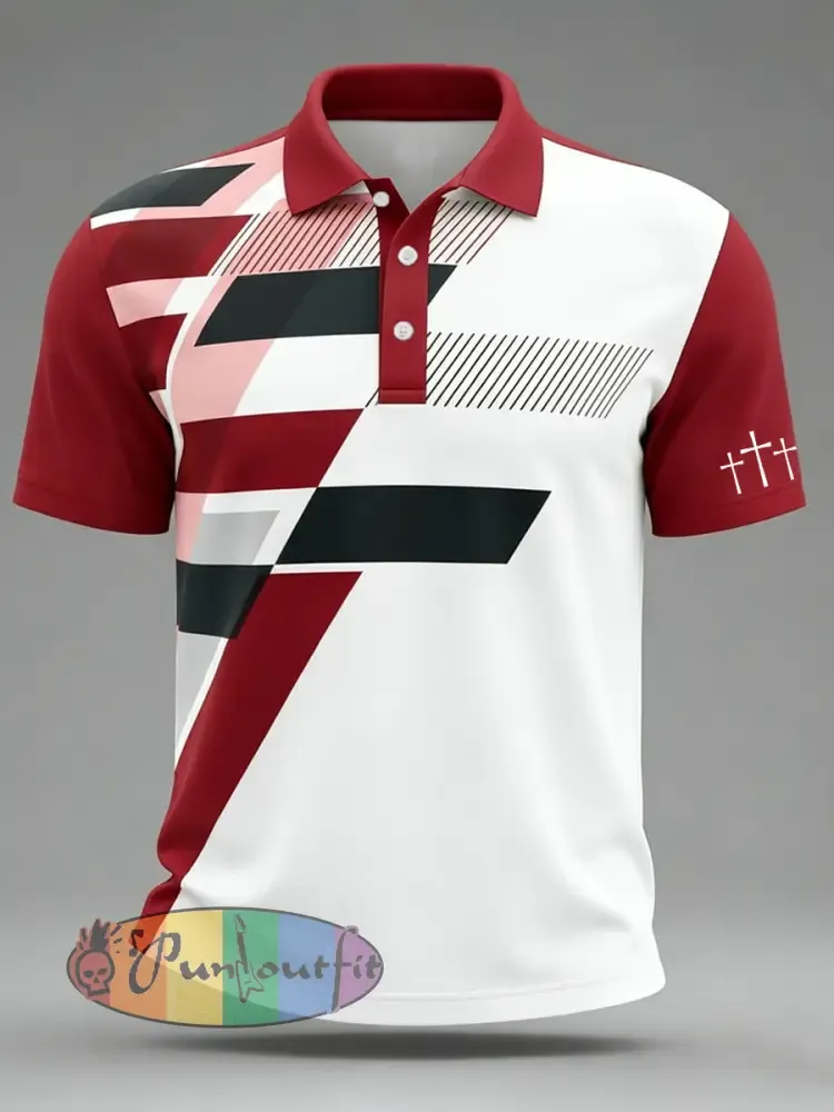 Men’s Cross Faith Geometric Print Casual Top
