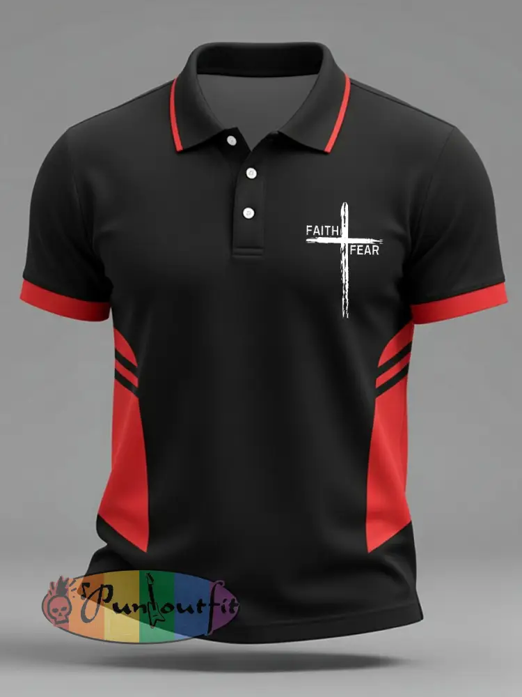 Men’s Faith Over Fear Geometric Print Casual Top
