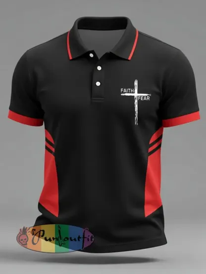 Men’s Faith Over Fear Geometric Print Casual Top