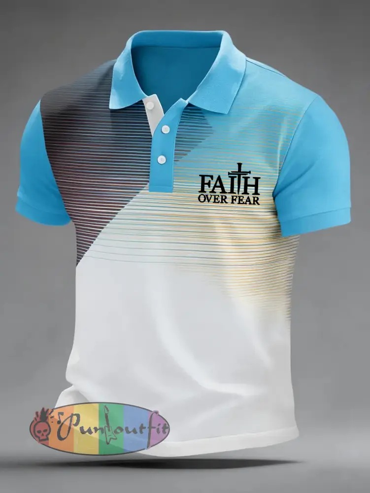 Men’s Faith Over Fear Geometric Print Casual Top