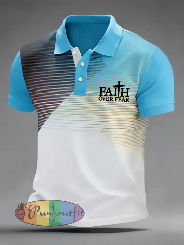 Men’s Faith Over Fear Geometric Print Casual Top