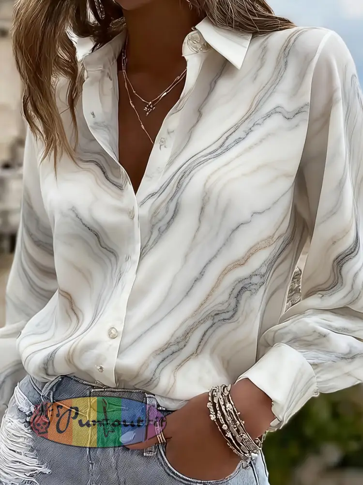 Women’s Retro Resort Style Art Print Casual Comfort Shirt