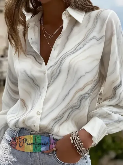 Women’s Retro Resort Style Art Print Casual Comfort Shirt