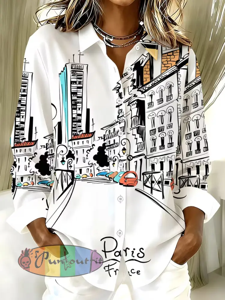 Women’s Retro Resort Style Art Print Casual Comfort Shirt