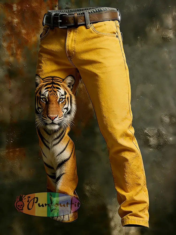 Men’s Vintage Animal Print Art Business Casual Work Pants