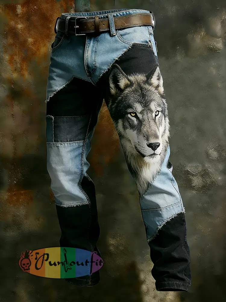Men’s Vintage Animal Print Art Business Casual Work Pants