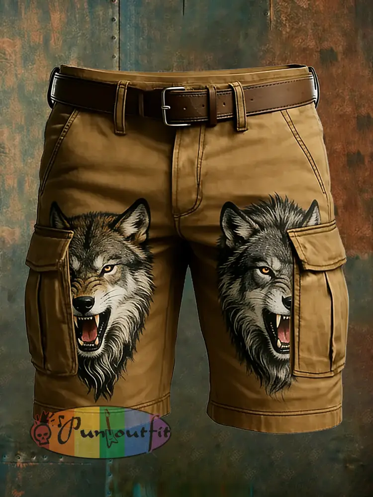 Men’s Retro Vacation Business Animal Art Print Casual Shorts