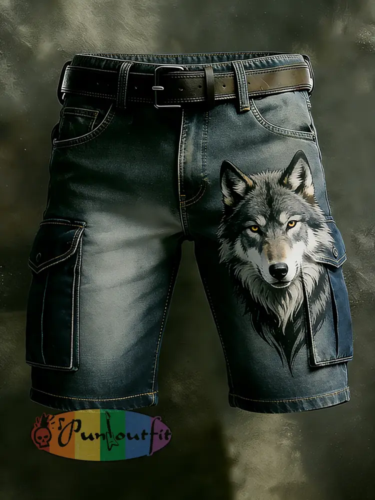 Men’s Retro Vacation Business Animal Art Print Casual Shorts