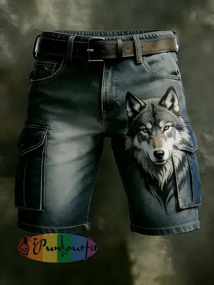 Men’s Retro Vacation Business Animal Art Print Casual Shorts