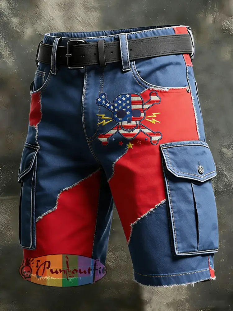 Men’s Retro Vacation Business Art American Faith Print Casual Shorts