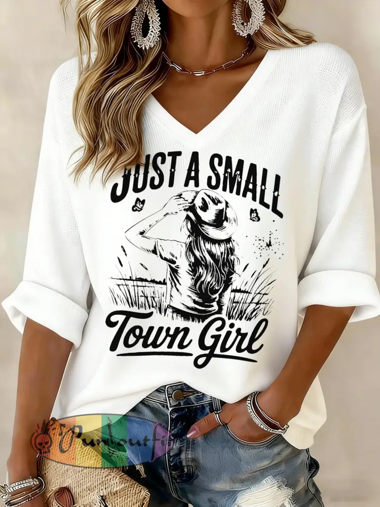 Women’s Just A Small Town Girl Printed Waffle T-shirt