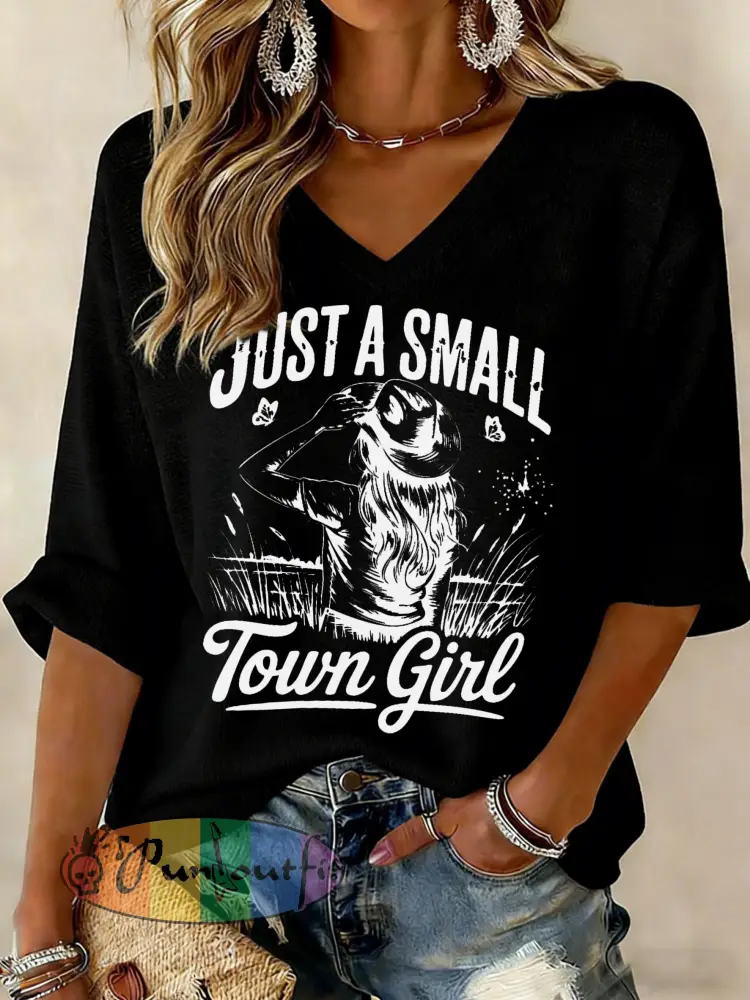 Women’s Just A Small Town Girl Printed Waffle T-shirt