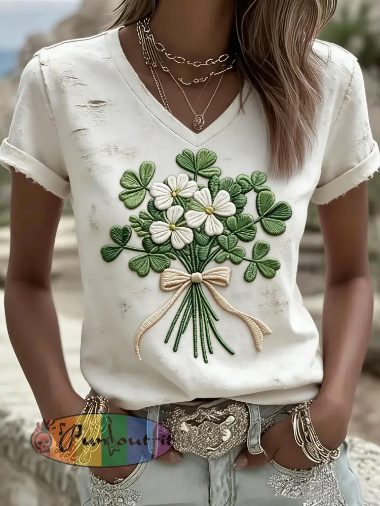Women’s Retro St. Patrick’s Day Printed Casual Short-Sleeve T-Shirt