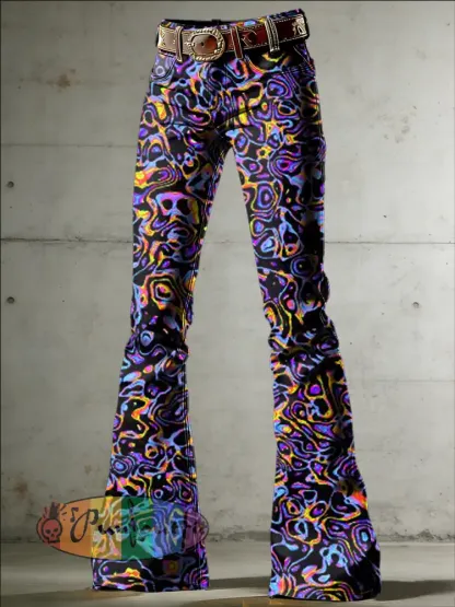 Women’s Psychedelic Art Print Flared Trousers