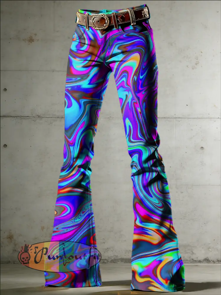 Women’s Psychedelic Art Print Flared Trousers