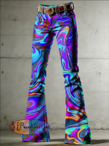 Women’s Psychedelic Art Print Flared Trousers