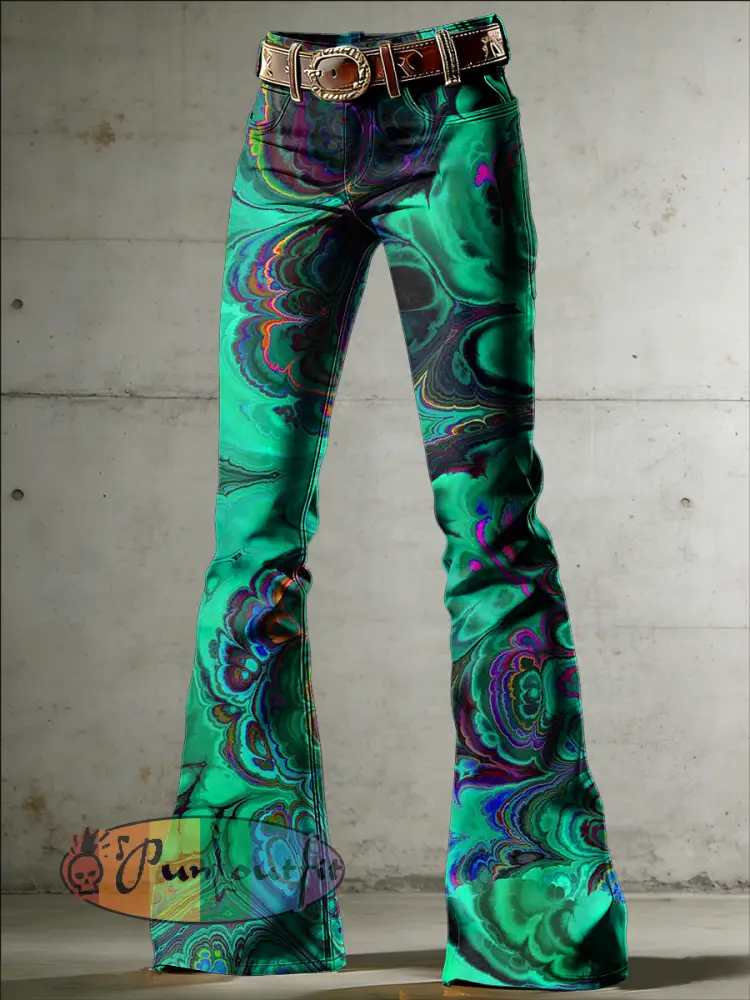 Women’s Psychedelic Art Print Flared Trousers