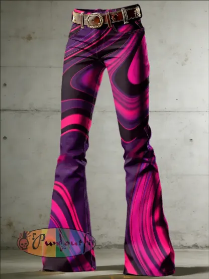 Women’s Psychedelic Art Print Flared Trousers