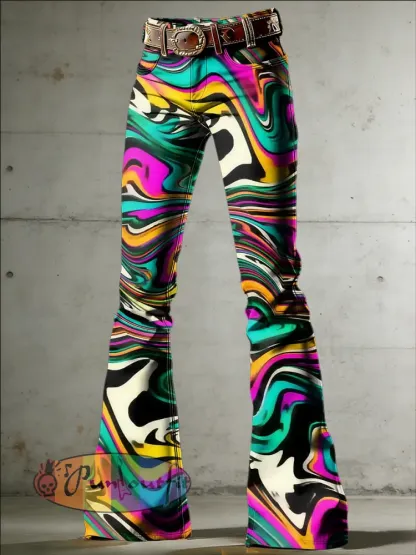 Women’s Art Psychedelic Print Flared Trousers
