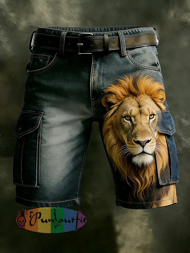 Men’s Retro Vacation Business Animal Art Print Casual Shorts