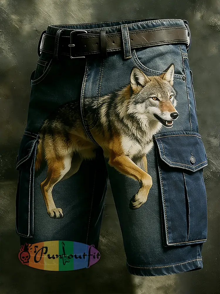 Men’s Retro Vacation Business Animal Art Print Casual Shorts