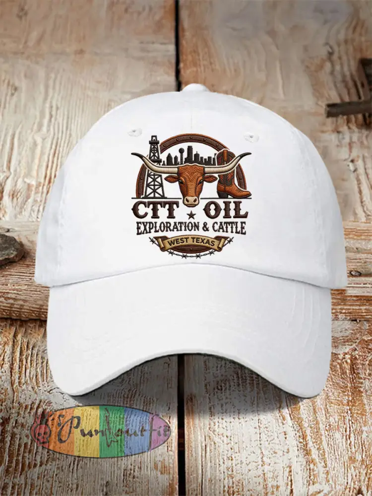 Unisex Retro CTT Oil Exploration & Cattle Print Hat