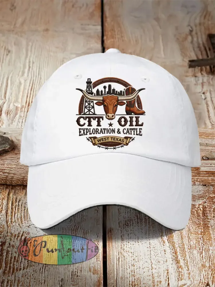 Unisex Retro CTT Oil Exploration & Cattle Print Hat