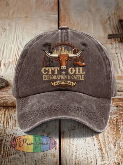 Unisex Retro CTT Oil Exploration & Cattle Print Hat