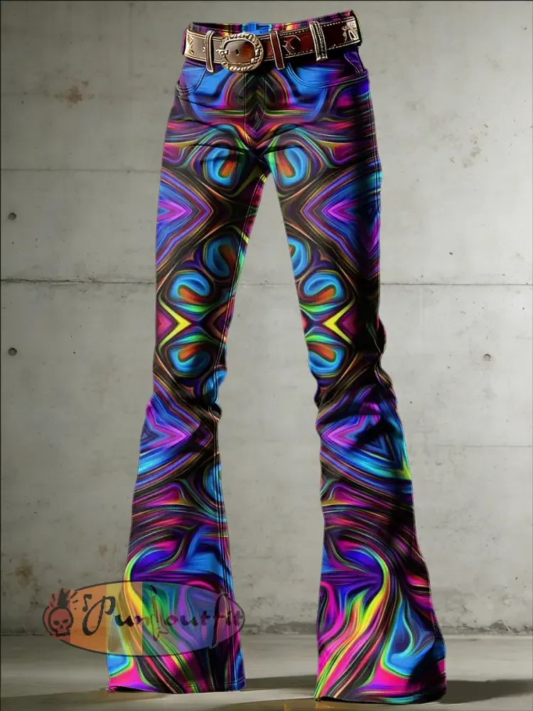 Women’s Psychedelic Art Print Flared Trousers