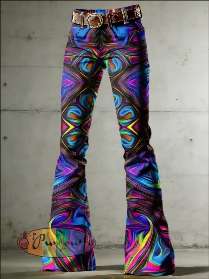 Women’s Psychedelic Art Print Flared Trousers