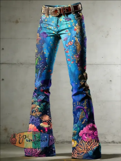 Women’s Art Print Flared Trousers