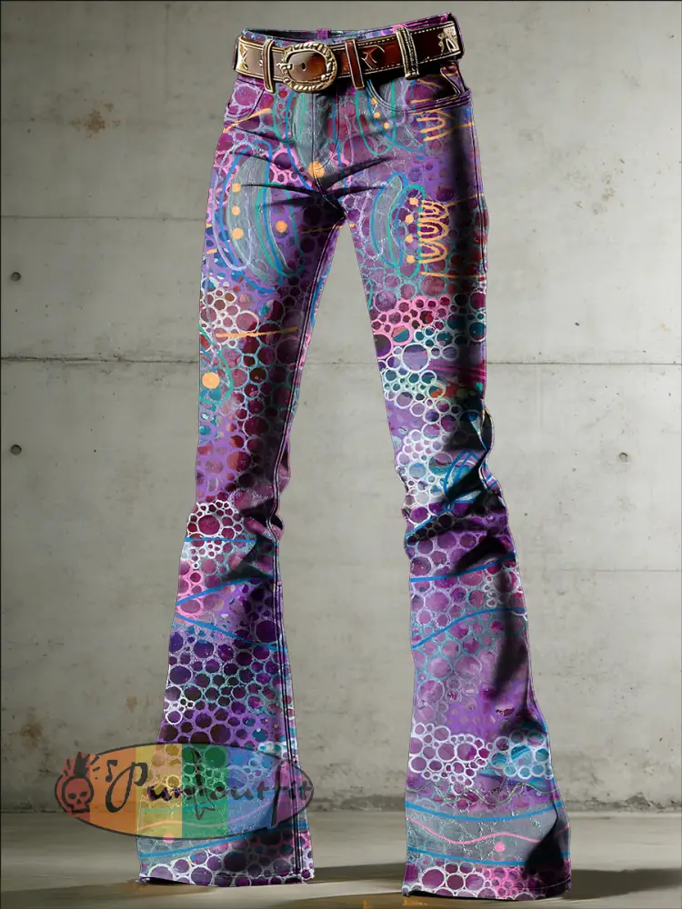 Women’s Psychedelic Art Print Flared Trousers