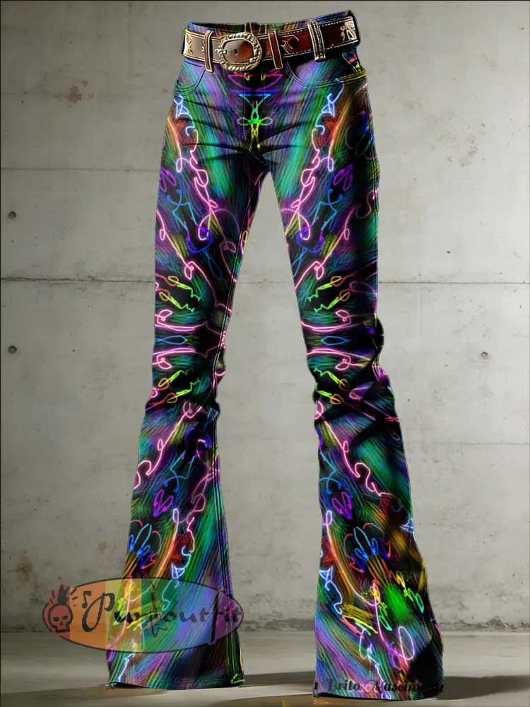 Women’s Psychedelic Art Print Flared Trousers