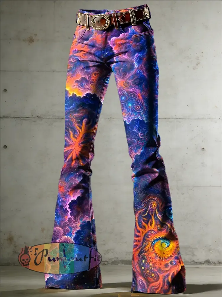 Women’s Psychedelic Art Print Flared Trousers